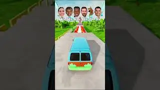 🤩CR7 Vs Messi Vs Yamal⚽🚗Obstacles race! #simulator #shorts