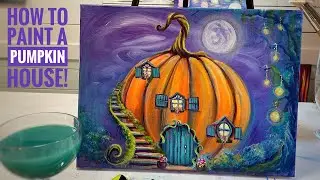 How To Paint “A PUMPKIN HOUSE”  acrylic painting tutorial