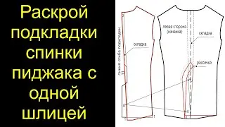 Раскрой подкладки спинки пиджака с одной шлицей