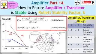 Amplifier Part 14. How to Use Rollett Stability Factor, k to Ensure Amplifier/Transistor is Stable.