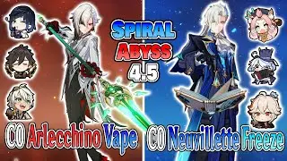 C0 Arlecchino Vape & C0 Neuvillette Freeze | Genshin Impact Abyss 4.5 | Floor 12 9 Stars