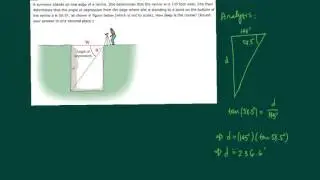 Trig Word Problem, Finding Depth of a Ravine