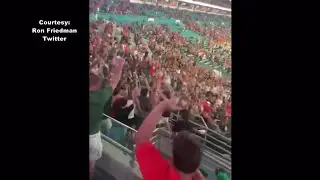 RAW VIDEO: Cat saved by fans after falling from upper deck at Miami football game