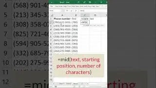 Excel left mid right functions || substring in excel || left right functions #shorts #shortvideo