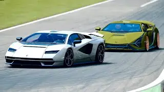 Lamborghini Countach 2022 LPl 800-4 vs Lamborghini Sian at Monza GP