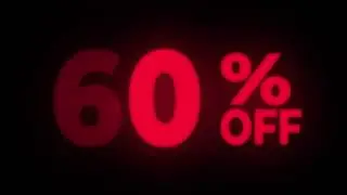 60% Percent Off Text Flickering Display Promotional Loop.