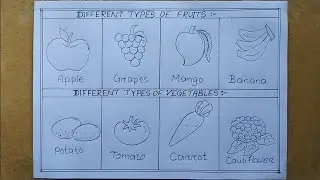 How to draw different types of Fruits and Vegetables drawing| Fruits and Vegetables Charts drawing