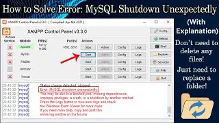 How To Solve Error: MySQL Shutdown Unexpectedly In XAMPP Server (Only 1 Minute)