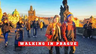 Prague, Czech Republic Walking Tour. Old Town Square Prague. Walking in Prague.