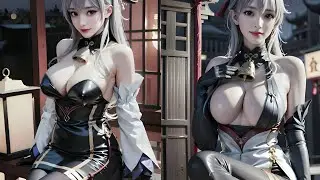 [ AI 4K ZONE ] Cute girl cosplay Genshin Impact Ganyu Ai Art lookbook and MUSIC