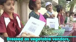 Dressed as vegetable vendors, tiny tots urge people to go digital - ANI News