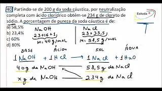 Como calcular a porcentagem de pureza de uma substância