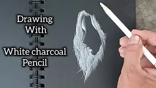 How to draw girl's face shape by white charcoal pencil.