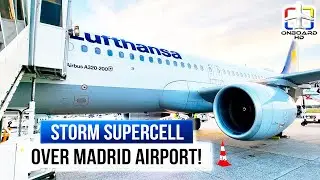 TRIP REPORT | Huge Storm Over Us! TOGA! | Madrid to Frankfurt | Lufthansa Business Class