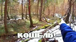 КОШЕЛЁК МОНЕТ В ЛЕСНОМ ОВРАГЕ!  Кладоискатель Белый Копатель!