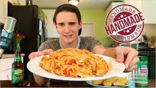 PASTA & GARLIC BREAD Homemade (Mukbang / Eating show)