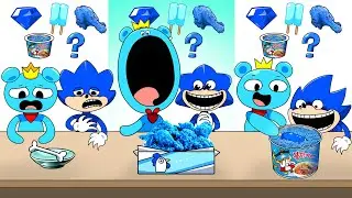 Emoji Blue Color ASMR Mukbang 💙 | Shin Sonic & Gummy Dora Mukbang | The Sonic Tapes Animation