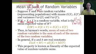 Covariance and Correlation - 07 - Mean of Sum of Random Variables (Part 1/1)