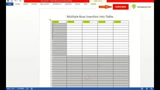 MS Words   Insert multiple rows in any existing table