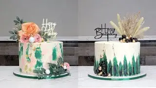 Feminine and Masculine Coordinating Cakes | Palette Knife Buttercream Ideas | Cake Decorating