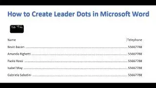 How To Easily Create Leader Dots In Microsoft Word | CreateTelephone Numbers List | Quick Tutorials