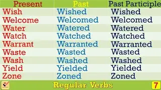 Regular Verbs in English : 240+ Important forms of Verbs|Verb forms|Present-Past-Past Participle [7]