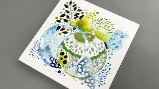 Easy Watercolor Zentangle by Hu Art | Relaxing Art Tutorial