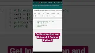 Get Intersection and Union of 2 Sets! Python (USING OPERATORS) #shorts #python #programming #coding