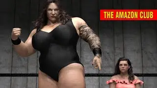 7ft 5in giantess female wrestler and strong woman June Rhodes - introduction