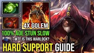 NEW 7.36 HARD SUPPORT GUIDE 4x Golem Army 100% AOE Stun Slow Refresher + Heart Warlock Dota 2