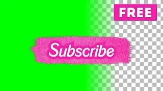 Pink subscribe button green screen, transparent background | Barbie color style