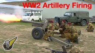 WW2 British Paratroops firing a 6-pdr anti-tank gun