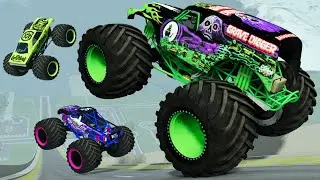 MONSTER JAM Epic High Racing Jumps and Crashes Gas Monkey Garage, GRAVE DIGGER | BeamNG.Drive