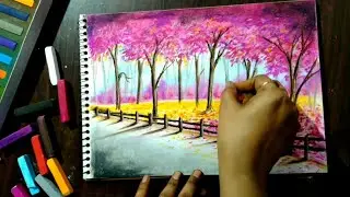 Cherry Blossom Drawing -  Soft Pastel Drawing -  Drawing for beginners.