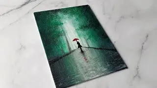 Walk in the forest rain 🌧 easy acrylic painting idea for beginners #shorts #youtubeshorts #artideas