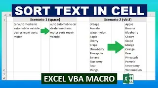 Sort Unique Text Values In Cell Excel VBA Macro