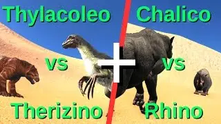 Thylacoleo VS Therizinosaurus + Chalico vs Rhino || ARK: Survival Evolved