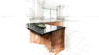 Tutorial - Hand Rendering, Interior, 160416 Kitchen Detail