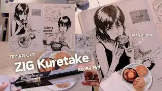 art vlog 🍜 trying ZIG Kuretake brush pen with me