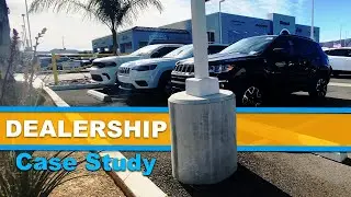 Jeep Chrysler Ram Car Dealership Uses Prefabricated Concrete Light Pole Bases In Parking Lot