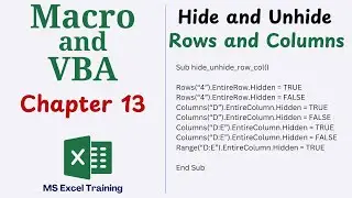 Hide Unhide Row Column Using VBA Code