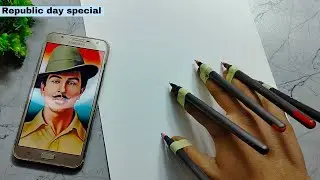 Republic day special/Shahid Bhagat Singh drawing by scribble art ......
