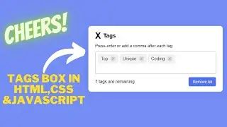 Add Tags Input Box in HTML CSS & JavaScript | Tags Input in JavaScript | TopUniqueCoding