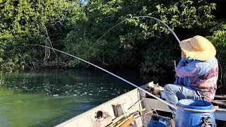 PAREI NESSE POÇO FUNDO E FOI PEIXE PRA TODO LADO /PESCARIA DE PIAU 3 PINTA NA VARA TELESCÓPICA.