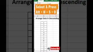 Excel tutorial | Arrange in descending order #exceltips