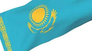 Flag of Kazakhstan in the wind. 3d rendering.