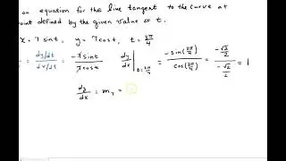 Equation of the Tangent Line for Parametric Curves