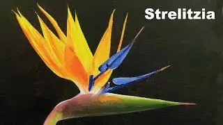 How to paint flowers in acrylic - Bird of paradise flower paint along tutorial