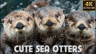 CUTE SEA OTTERS - 4K (60FPS) | Relaxing Music & Cute Animlas World | #CutiePieces