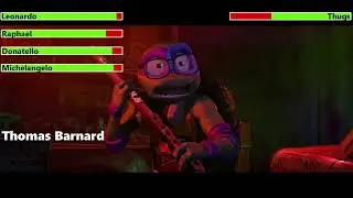 Teenage Mutant Ninja Turtles: Mutant Mayhem (2023) Auto Shop Fight with healthbars